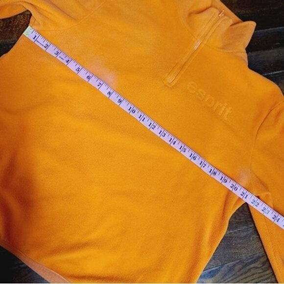 Vintage 90s Esprit Orange 1/4 Zip Logo Pullover Fleece Jacket - Picture 9 of 15